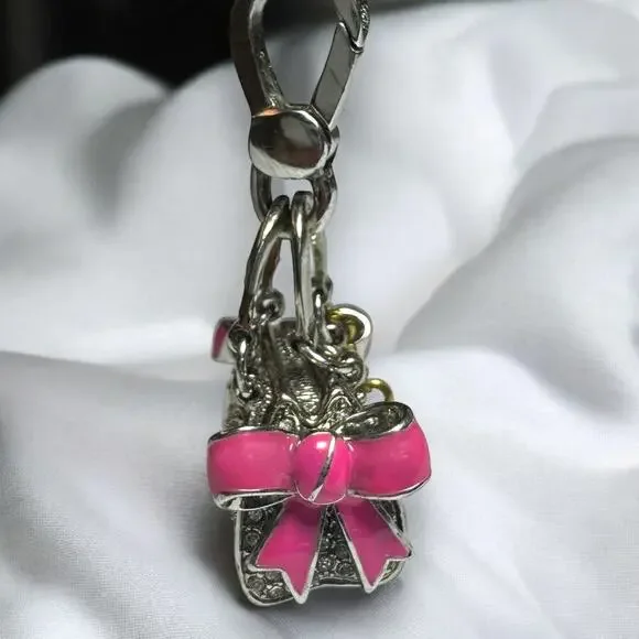 Juicy Couture Y2K Daydreamer Pave Rhinestone Purse Charm with Pink Bows - FAB - Picture 2 of 11